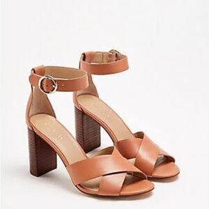 Ann Taylor Liya Leather Block Heeled Sandals sz 6